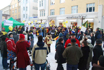 Demonstrationen i  Uleåborg (Oulu) 24/1 2009 Mot kärnkraft och uranbrytning